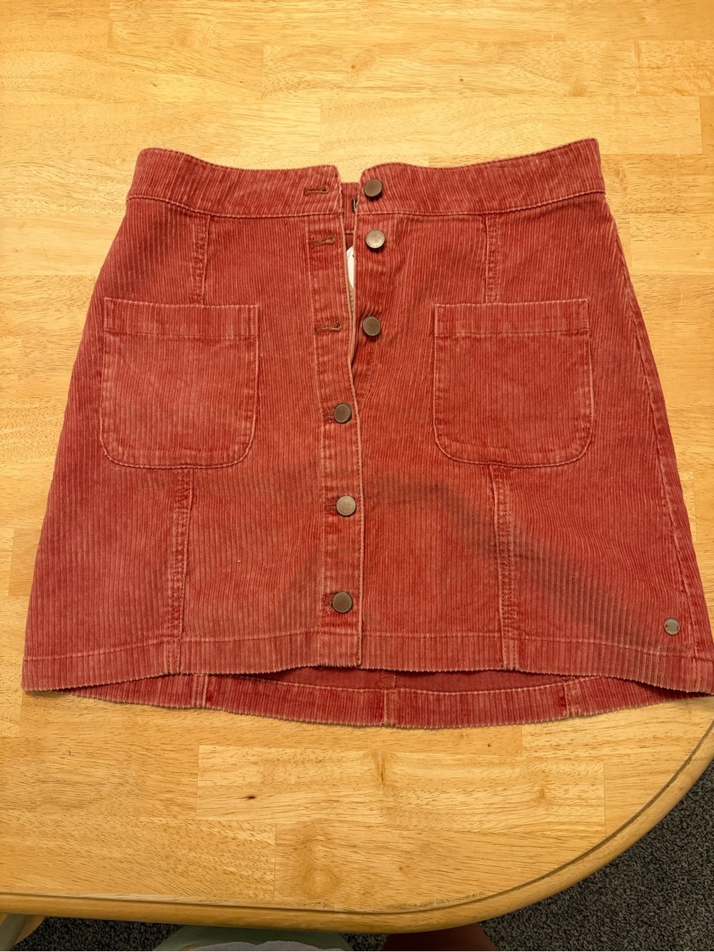 Roxy Rust Corduroy Button-Front Mini Skirt